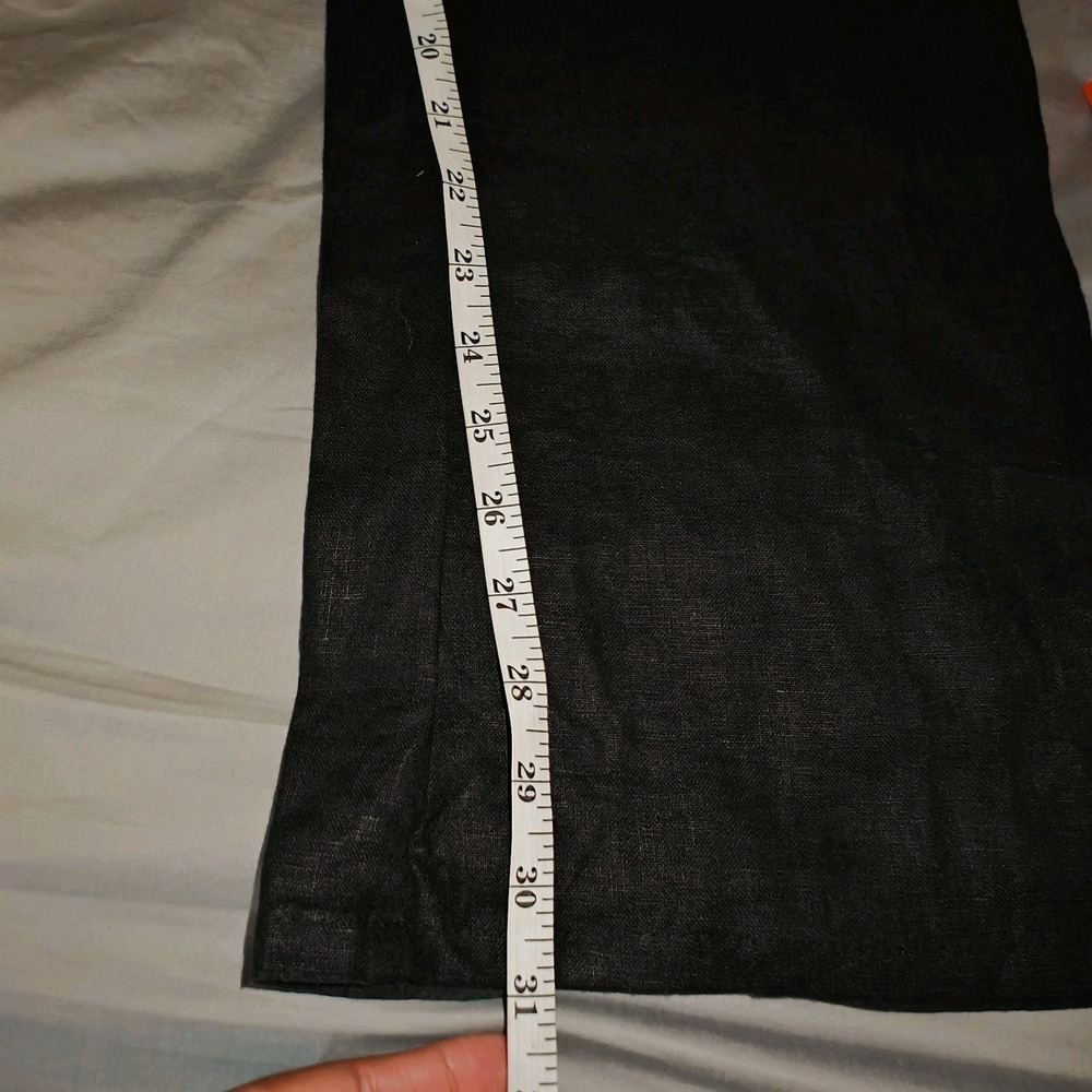 Rubber Ducky Productions Womens Wide Leg Button Fly Linen Pants small Black - Picture 3 of 5
